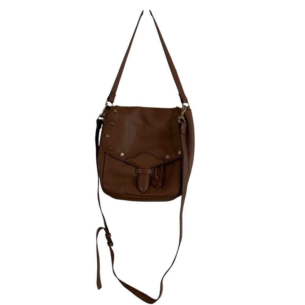 Lucky Brand Brown Leather Shoulder Bag with Gold Accents - Picture 3 of 7